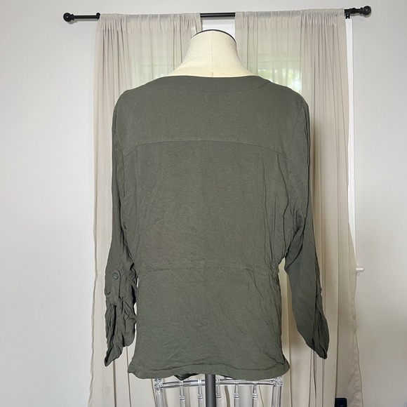Torrid Womens Size 3 Army Green Pockets Lined Long Sleeve Plus Size Top Layer - Picture 5 of 11
